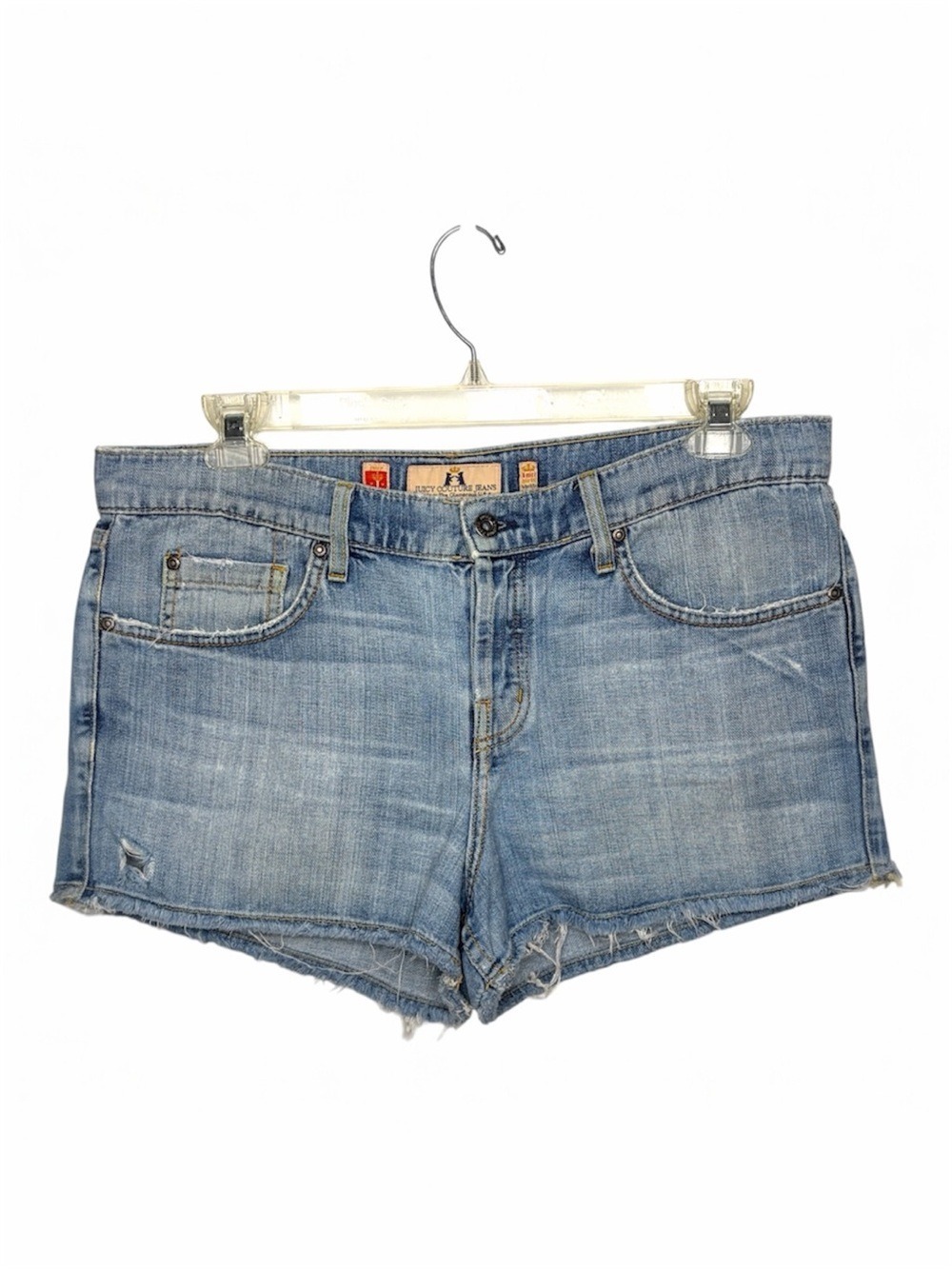 Vintage Juicy Couture Y2K Denim Cutoff Shorts Size 31 Button Fly Low Rise